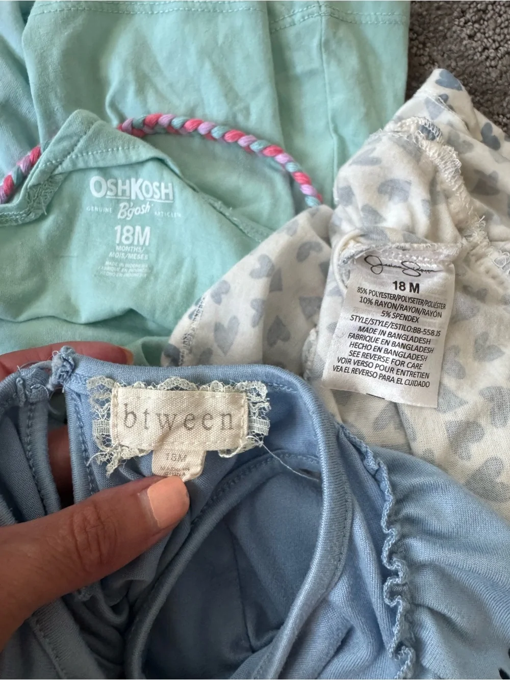 Baby Girl Clothing Lot - Heart Onesie + Floral Dressy Trendy Tops 18m